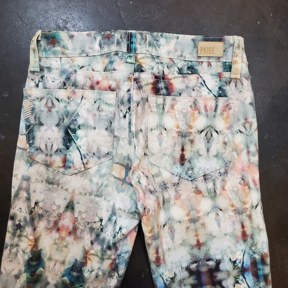 Paige tie-dyed Verdugo Ultra Skinny jeans size 24, green white cream pink orange - Picture 5 of 6